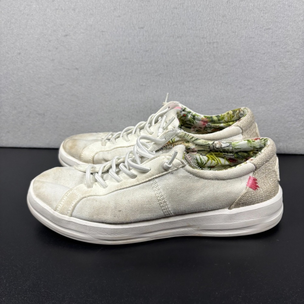 Hey Dude Karina Shoes Womens Size 7 White Coconut Canvas Floral Lining 40154-JZ
